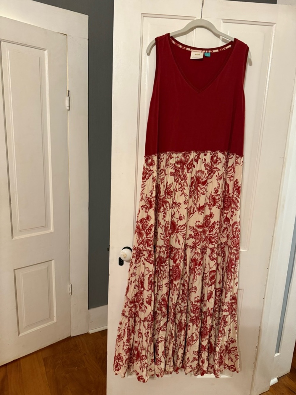 Maeve Red and Cream Floral Maxi Dress